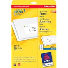Avery Zweckform, J8173-25, 25 Blatt, Adress-Etiketten f�r C4/C5 Kuverts, 99, 1 x 57 mm