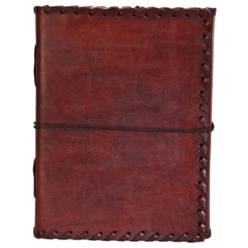 Perfektes Weihnachtsgeschenk: INDIARY echtes Leder Tagebuch / Notizbuch aus Büffelleder handgeschöpftes Papier 18cm X 13cm schlicht und edel - EXPEDITION