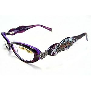 ED HARDY EHO709 Eyeglasses Vintage Tattoo EHO-709 Lavender/Lake Optical Frames