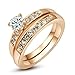 [Princess Series] Yoursfs Princess Cut 5mm Cubic Zirconia Wedding Engagement 2 Piece in 1 Ring 18k Rose Gold Plated Nickel Free