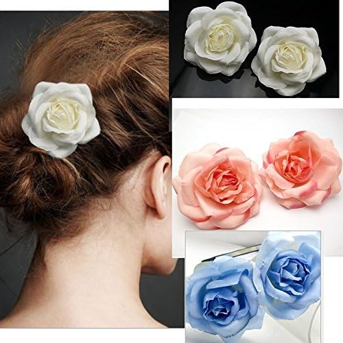 3 pcs 3" White Pink Blue Fashion Hair Flower Clip Bridal Girl Women For Wedding Prom Party