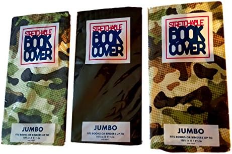 Stretchable Book Cover Bundle 3 Items - 2 Camoflage and 1 Black (Jumbo)