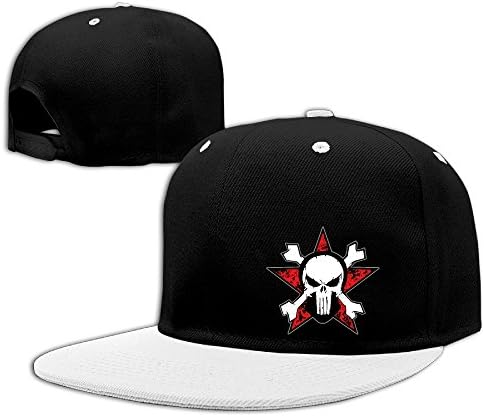CINROPER Adjustable Punisher Cool Skull Logos With Guns Flatbrim Cap White One Size