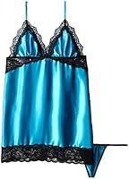 Seven Til Midnight Women's Enchanting Satin Chemise and Thong Two-Piece Set