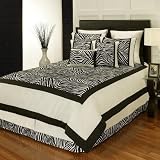 Zuma Print 8-Piece Comforter Set (Queen Size)- Black & White