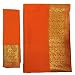 Brokat Sari orange traditionelles Wickelkleid aus Indien mit Blusenstoff und Wickelanleitung