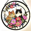 Kittens and Roses in Stained Glass By Winged Heart