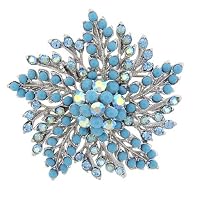 Pugster Turquoise Flower Brooch
