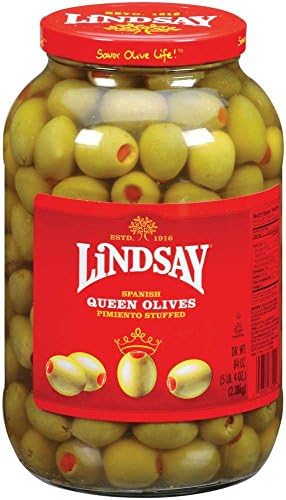 Lindsay Spanish Green Stuffed Pimiento Olive, 80/90 per gallon -- 4 gallon per case.