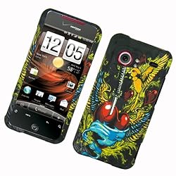 HTC Droid Incredible (Verizon) Rubberized Snap-on Protector Hard Cover Image Cover "Love Is Victory" Design
