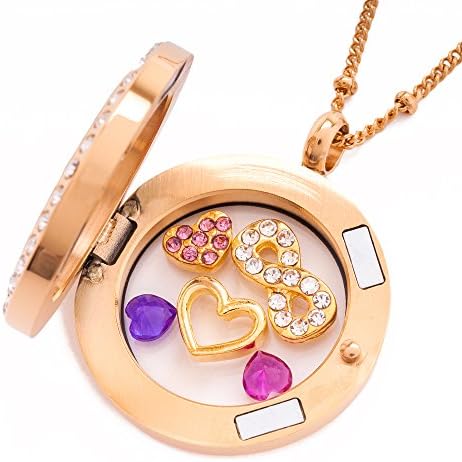 Gold 25mm Crystals 18inch Ball Chain Infinity Open Heart Mini Pink Heart Charms 2 Heart Birthstones