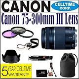 Canon EF 75-300mm f/4-5.6 III Telephoto Zoom Lens (IMPORT) for Canon SLR Cameras - Includes Lens Accessory Kit & 5 Year Celltime Lens Warranty