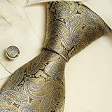 Brown Pattern silk ties for men goldenrod Paisleys mens gifts formalwear silk necktie cuff set A2018