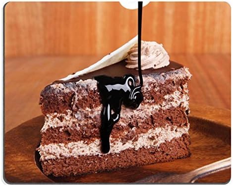 General Natural Rubber Gaming Mousepad sweet brownie chocolate cream cake topped with white chocolate and cream with chocolate with chocolate sauce on wooden background