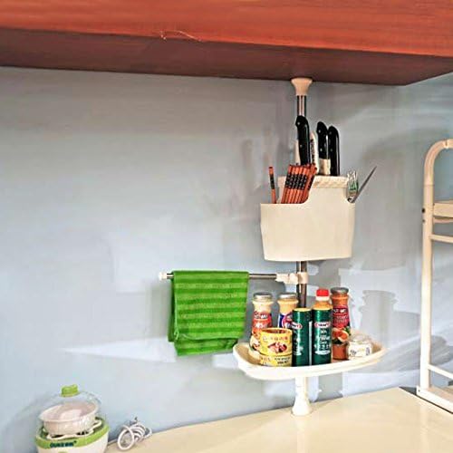 SPRING CLEANING! Commecial Grade, Constant Tension, Rustproof Kitchen Spice Rack, Free-hand Installation, 2'4" to 4' - Ivory