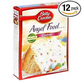 Betty Crocker Fat Free Angel Food Cake Mix, Confetti, 16.75-Ounce Boxes (Pack of 12)