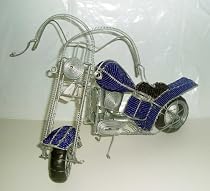 Beadworx by GrassRoots Beaded Motorcycle blue