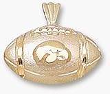 Iowa Hawkeyes Hawk Football Pendant - 14KT Gold Jewelry