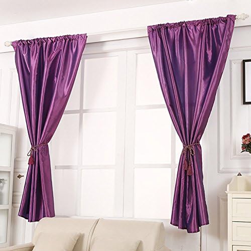 Paker Blackout Window Curtains Roman Shades Blinds Door Curtains Panels Valances Scarf (39.37"x55", Dark Purple)