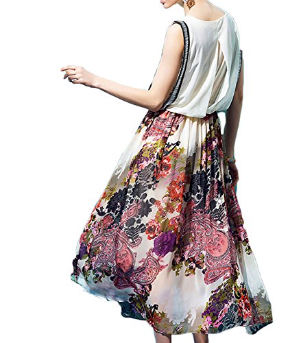 (ディーコッテ)D'Kotte レディース 春 夏 ワンピース ドレス ロング マキシ ノースリーブ 柄物 シフォン バックスリット neaa234