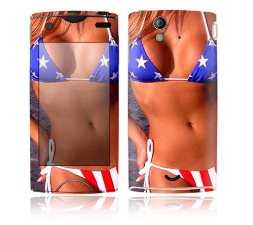 US Flag Bikini Design Decorative Skin Cover Decal Sticker for Sony Ericsson Xperia Ray Cell Phone