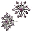 Sparkling Pink Sapphire Cubic Zirconia Snowflake Platinum Overlay CAREFREE Sterling Silver Stud Earrings