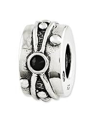 Sterling Silver Reflections Black Swarovski Elements Bead