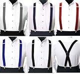 Value Pack 5 Pairs Mens Suspenders Black Blue Royal Red Grey