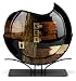 Cressida Glassware Signature Handpainted Fused Glass-Pieces Abstract Number 1 Gold and Black 20-Inch by 18-Inch Abstract Round Vase with Metal Stand
