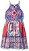 As U Wish Girls' Big Sleeveless Border Print Shirred Waist Dress