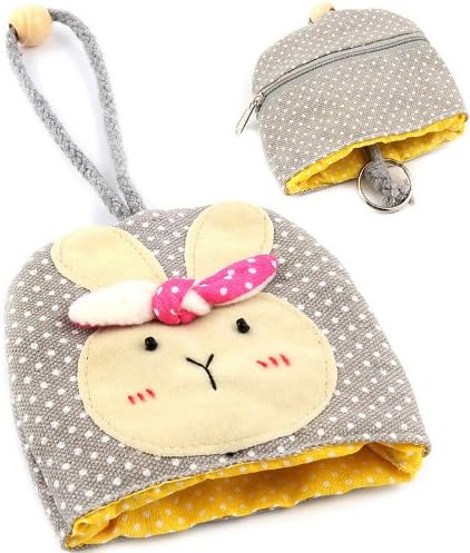 Bunny Plush Key Chain with Zip Pocket - [4" H x 4.5" W]