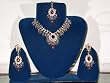 Jewelry for Womens-fashion Jewelry Necklace Set and Earring in Antique Silver Finish and Orange Color Stones 4pc Set (Brand New) Free Shipping