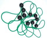 8 Inch 'Bungee Ball' Elastic Cords - Green - Set of 10