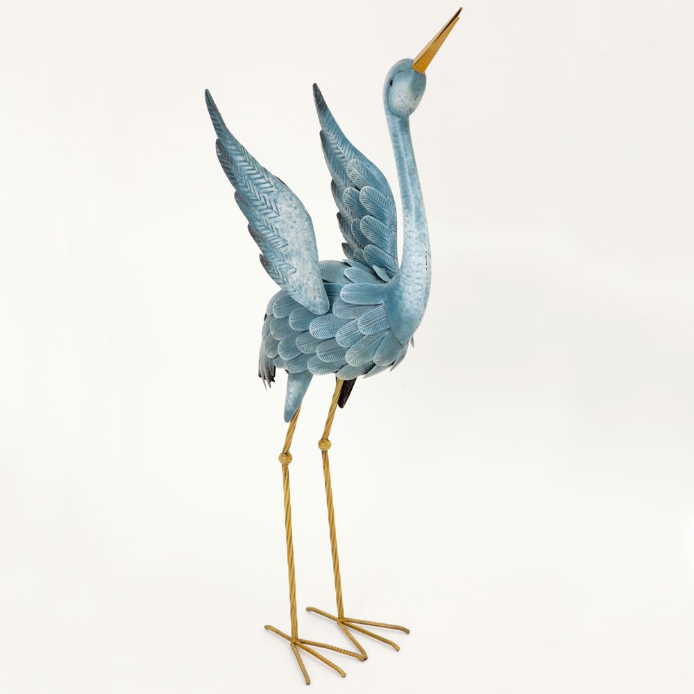 Bits and Pieces Japanese Blue Heron Metal Garden Sculpture Set Two