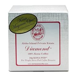 Aloha Island Coffee KONA-POD, Private Reserve Diamond, 100% Pure Kona Coffee (10g), 12-Count Coffee Pods