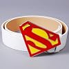 Superman Logo G�rtel Schnalle Kunstleder Wei� Neu