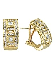 1 Carat Diamond Huggie Hoop Earrings 14K Yellow Gold 1