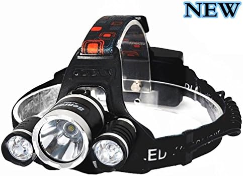 Benran Waterproof LED Headlamp Headlight Rechargeable Head Flashlight Lamp with 3 Xm-l T6 4 Modes Outdoor Sports Hiking Camping Riding Fishing Hunting (Super bright Charge)