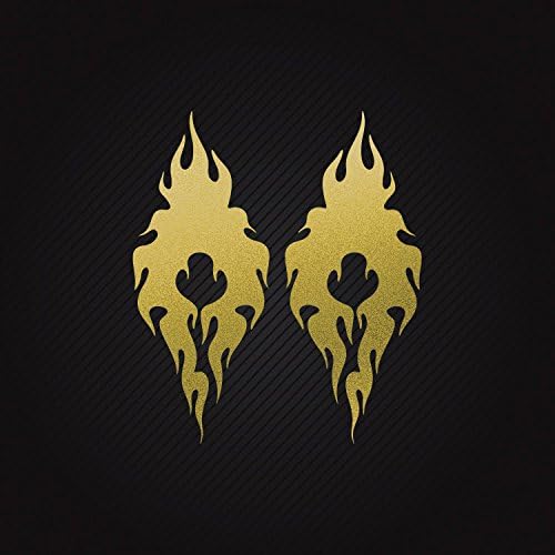 Decal Pair Of Flames waterproof Motorbike Activity Stable Teen room Matte_Gold (16 X 6.57 In)