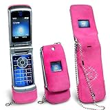 Pink Leather Case for Motorola K1 KRZR MOTOKRZR with Original Swarovski Crystals