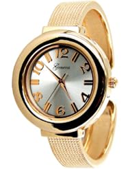 Geneva Womens Cuff Round Fashion Bangle Watch-Rose