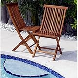 Bistro Teak Folding Slat Chairs - Set of 2