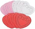 100 Mini Valentine Heart Doilies in pink, white & red!