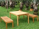 Teak 6 Seater Rectangular Bench Set