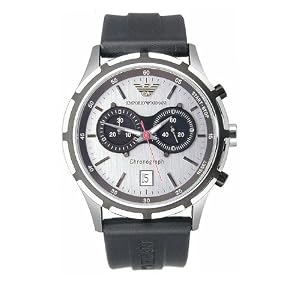 Emporio Armani Watch, Men's Chronograph Black Rubber Strap AR0532