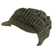Chunky Cable Knit Skull Newsboy Hat Cap Multi- Gray Olive