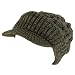 Chunky Cable Knit Skull Newsboy Hat Cap Multi- Gray Olive
