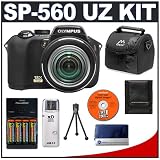 Olympus SP-560 UZ 18x Ultra Zoom 8MP Digital Camera + 4 AA Rechargeable Batteries with Rapid Charger + Digital Camera Case + Cameta Bonus Accessory Kit