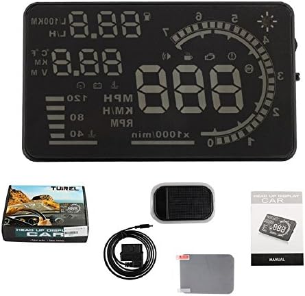 iCoolkit® New Auto Car Windshield HUD Head Up Display With OBD2 Interface Plug &amp; Play A8 5.5" Large Screen KM/h &amp; MPH Information Display Modules