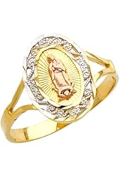 Fine 10k Tri-Color Gold Our Lady of Guadalupe Ring